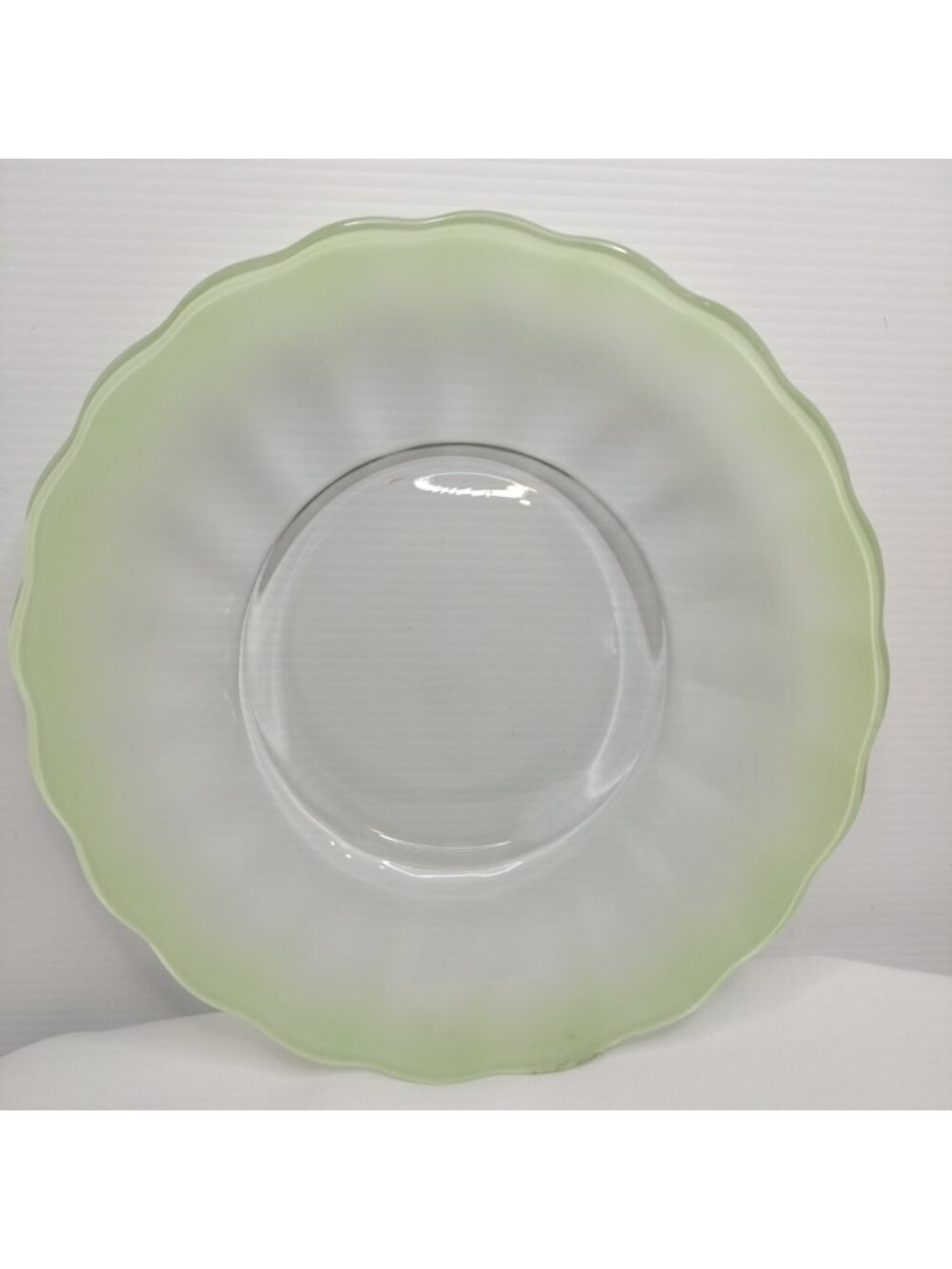 Set Of 4 Princess House Cottage Tulip Green Frosted 9" Luncheon Plates Nos